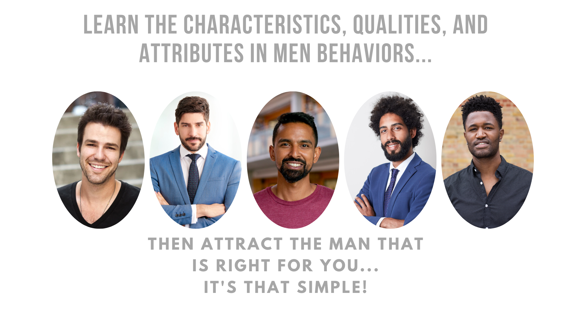 five pictures of men on the revelation of attraction website