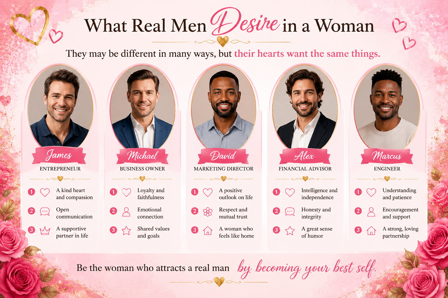 Web Design with AI.2png five men share what they desire in women. Annie Eure
